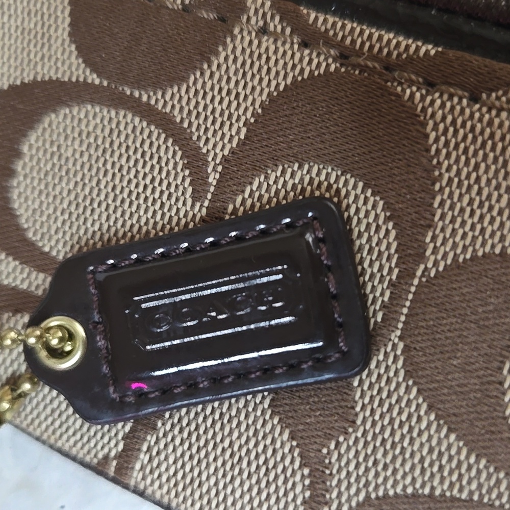 Coach Signature Canvas Wristlet in Brown and Black - Picture 2 of 5